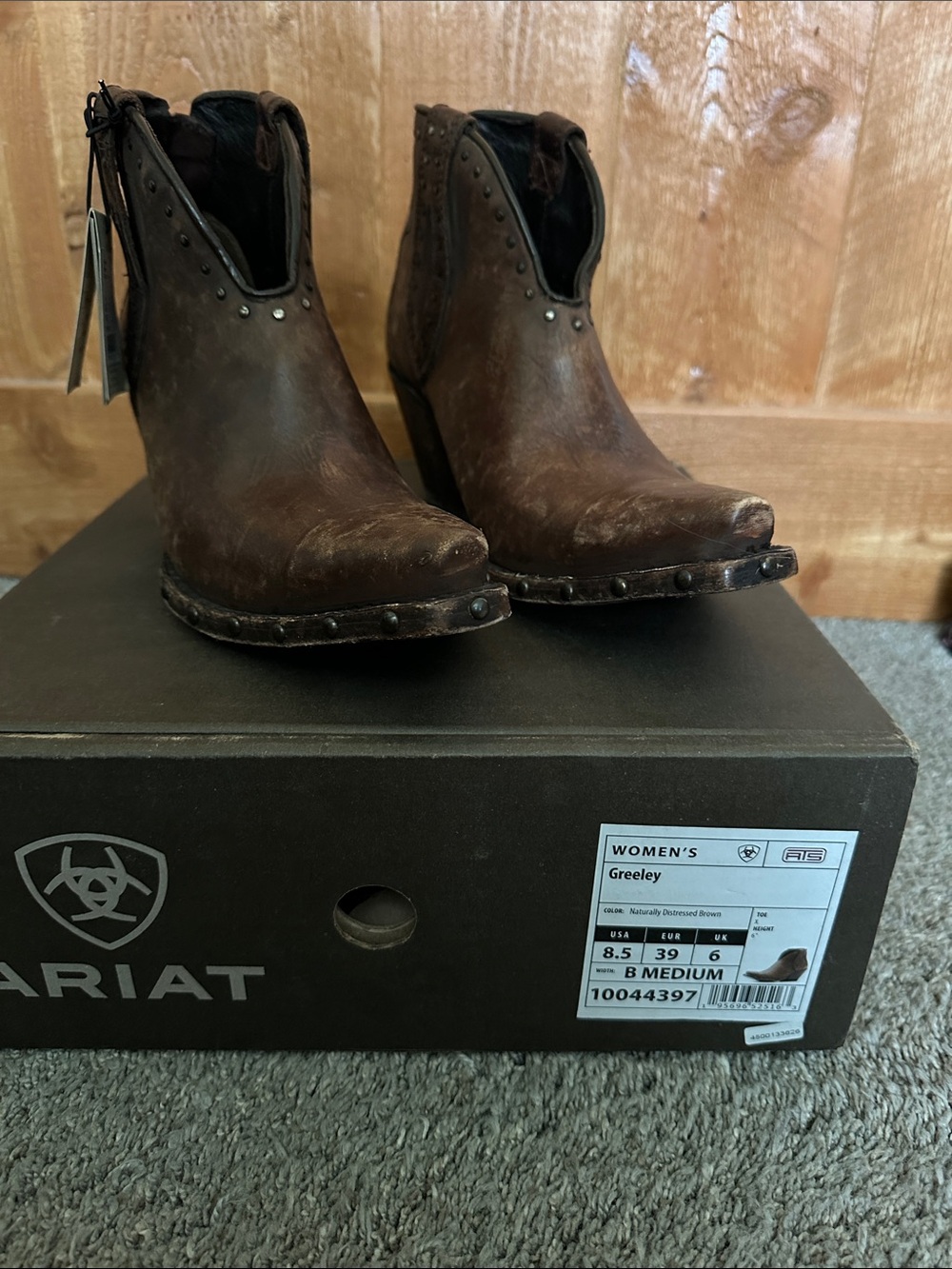 Ariat Brown Studded Leather Western Ankle Booties